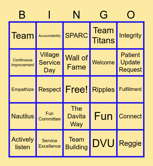 WEEK OF BELONGING Bingo Card