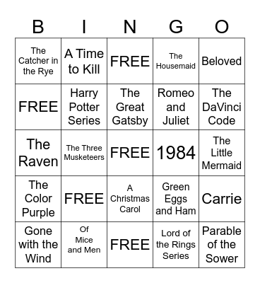 NAME THE AUTHOR Bingo Card