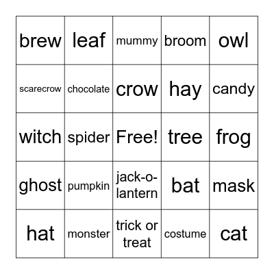 Halloween Bingo Card