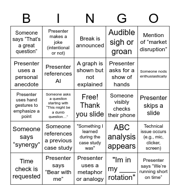 Case study Bingo Card