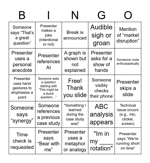 Case study Bingo Card