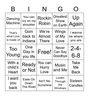 MJ Music Bingo R#1 Bingo Card