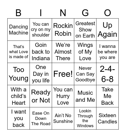 MJ Music Bingo R#1 Bingo Card