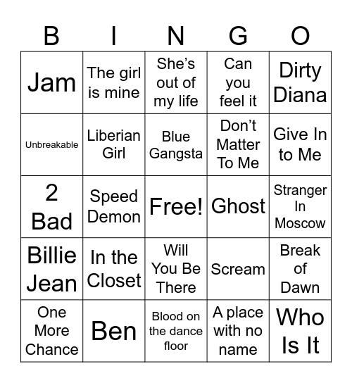 MJ Bingo R#2 Bingo Card