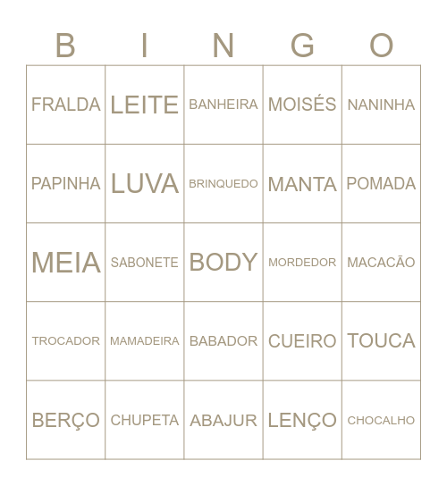 CHÁ REVELAÇÃO - Arthur ou Antonella Bingo Card