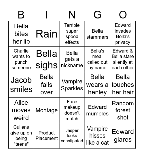 Twilight Bingo Card