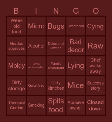 Gordon Bingo Card