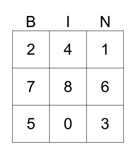 Answer Bingo Card