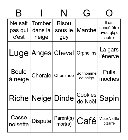 Film de Noël cliché Bingo Card