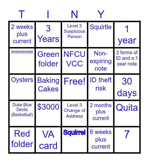 Tiny Town Op Soundness Bingo :) Bingo Card