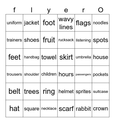 Review bingo - Flyers Ed. Bingo Card