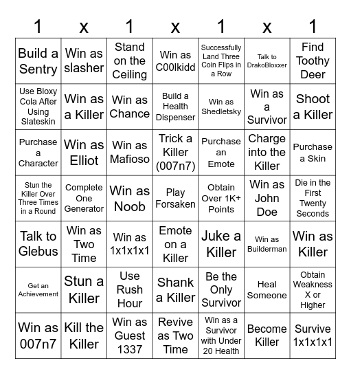 Forsaken Bingo Card