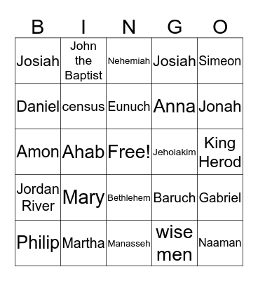 Bible Bingo Card