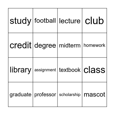 College Knowledge Bingo! Bingo Card