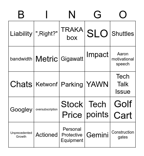 All Sites Bingo Card