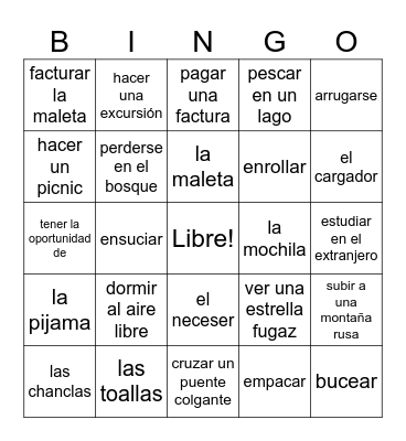 Viajar Bingo Card