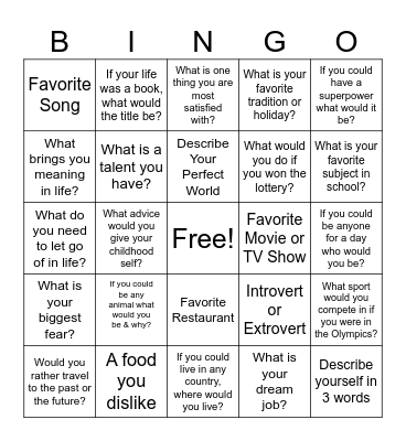 Ice Breaker Bingo Card