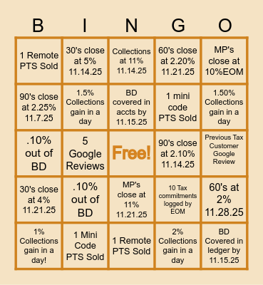 GOBBLE up your Goals Bingo Card