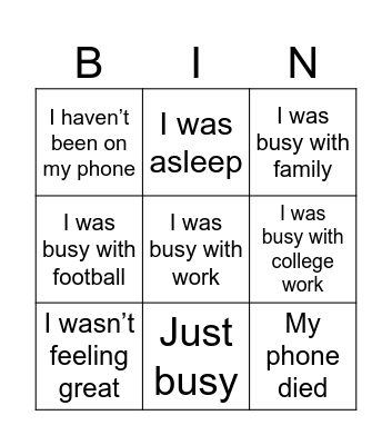 Untitled Bingo Card