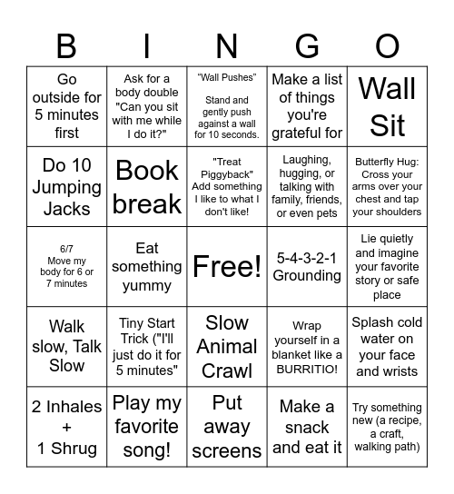 Regulation Bingo Card