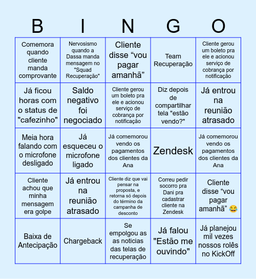 Recuperação Bingo Card