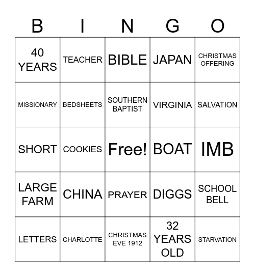 LOTTIE MOON Bingo Card
