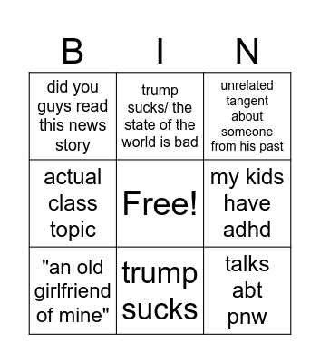 myth class Bingo Card