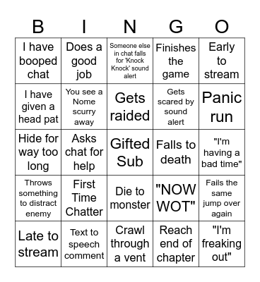 ScaredyChlo Bingo! Bingo Card