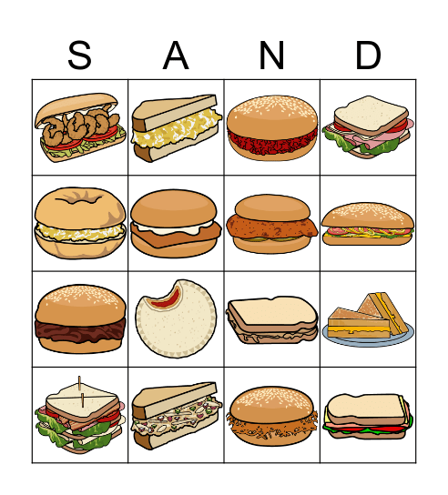 Sandwich BINGO Card
