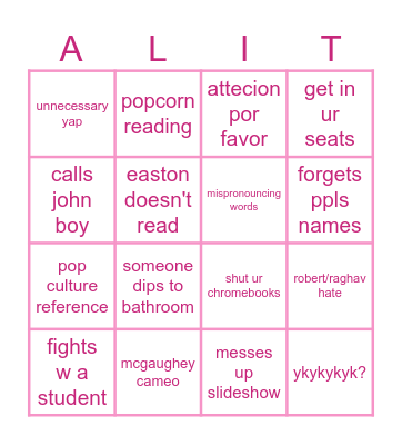 Ms.Lorenzo + Lit Bingo Card