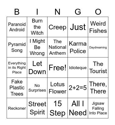 FELIPE - RADIOHEAD MADRID 2025 Bingo Card