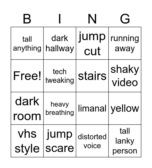 horror bing Bingo Card