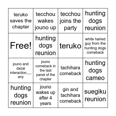 bsd 127 predictions Bingo Card