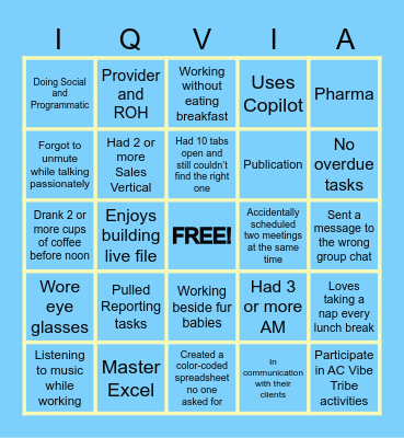 ACCOUNT COORDINATOR'S BINGO Card