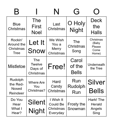Christmas Music Bingo Card