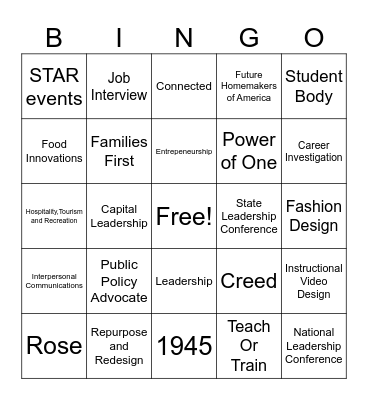 FCCLA Bingo Card