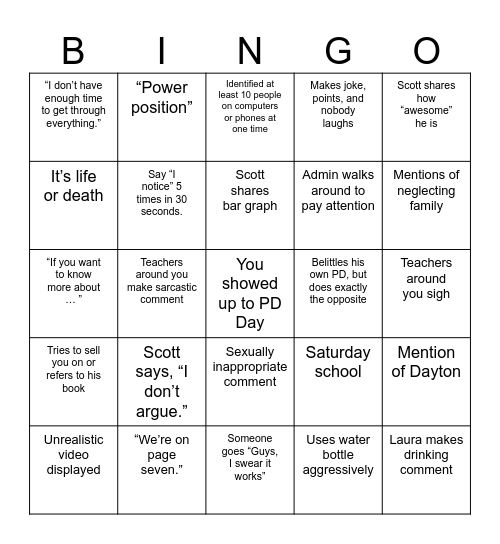 PD Bingo Card