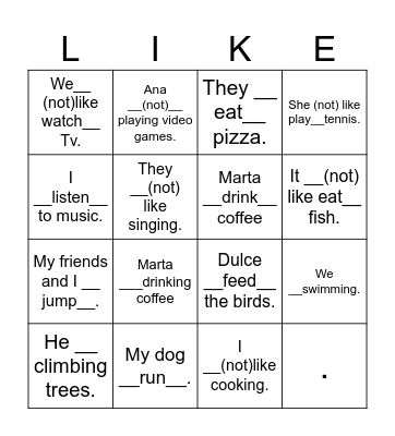 LIKE+ING Bingo Card