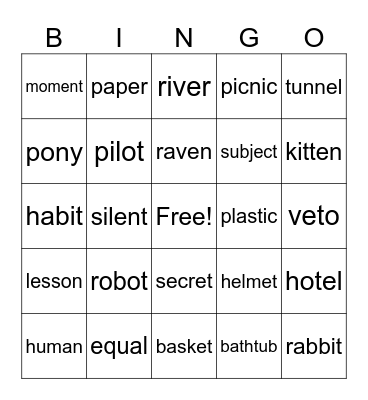 Green Group 11/10-11/14 Bingo Card