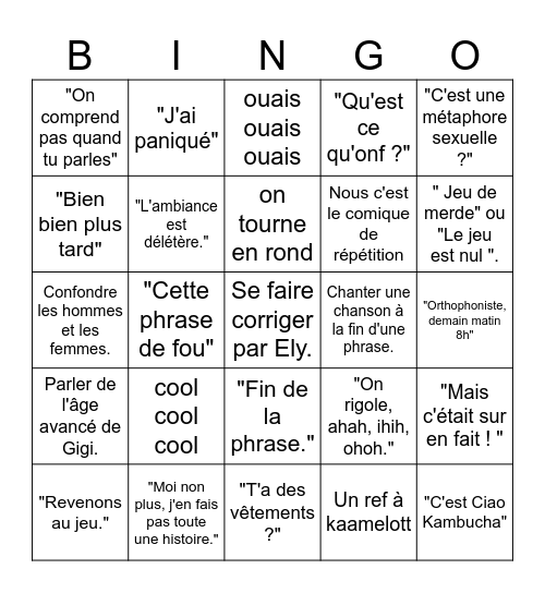 Le bingo délétère Bingo Card