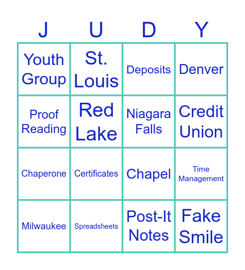 Judy Bingo!! Bingo Card