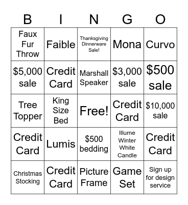 Double Rewards Sales Comp! Bingo Card