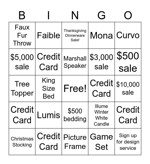 Double Rewards Sales Comp! Bingo Card