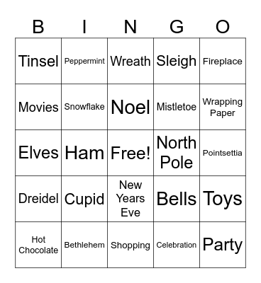 Holiday Bingo Card