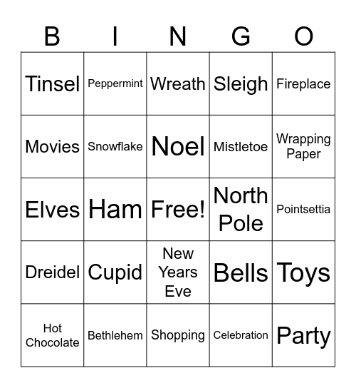 Holiday Bingo Card
