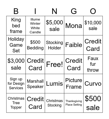 Double Rewards BINGO Card