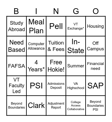 Premier Scholarship Bingo! Bingo Card