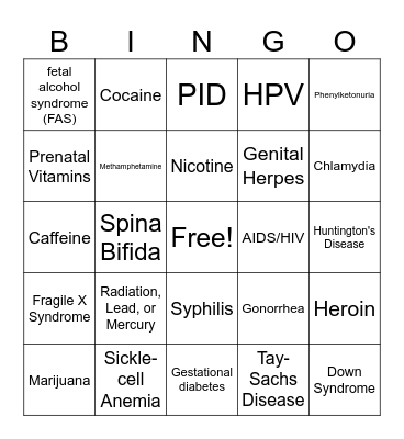 Baby Bingo Card