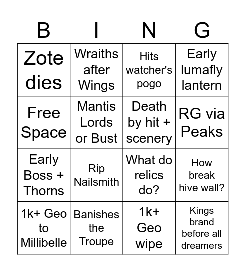 Sippy HK Bingo Card