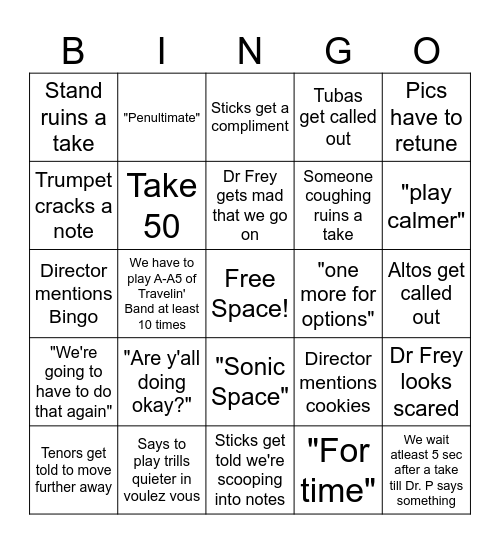 Recording Session #2 Bingo Card